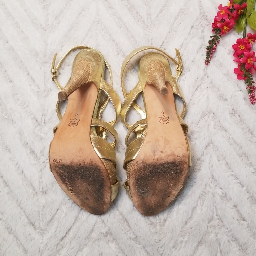 Charles David Gold Sandals Heels Size 8 - Picture 5 of 5